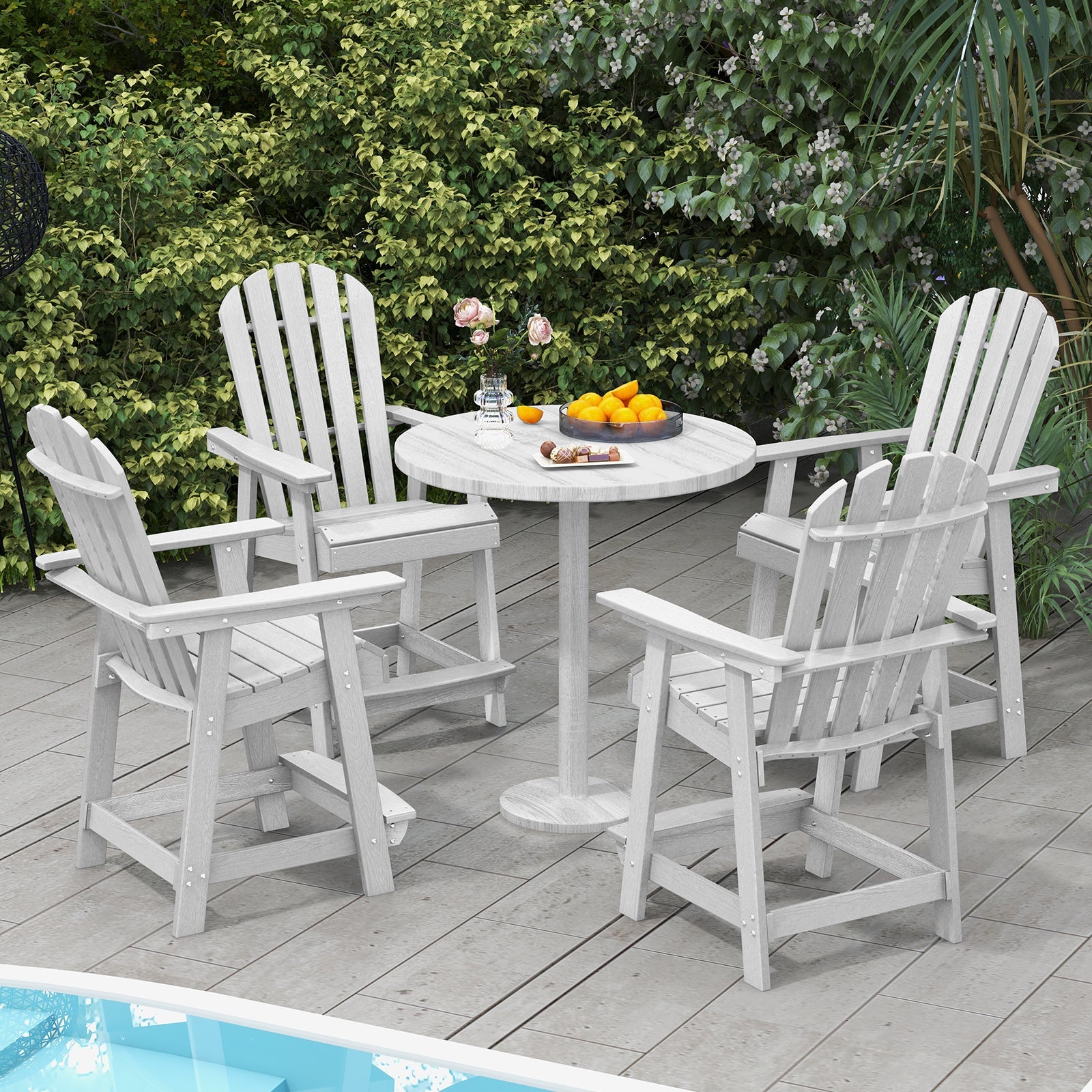 Patio Chair with Armrest and Footrest - White