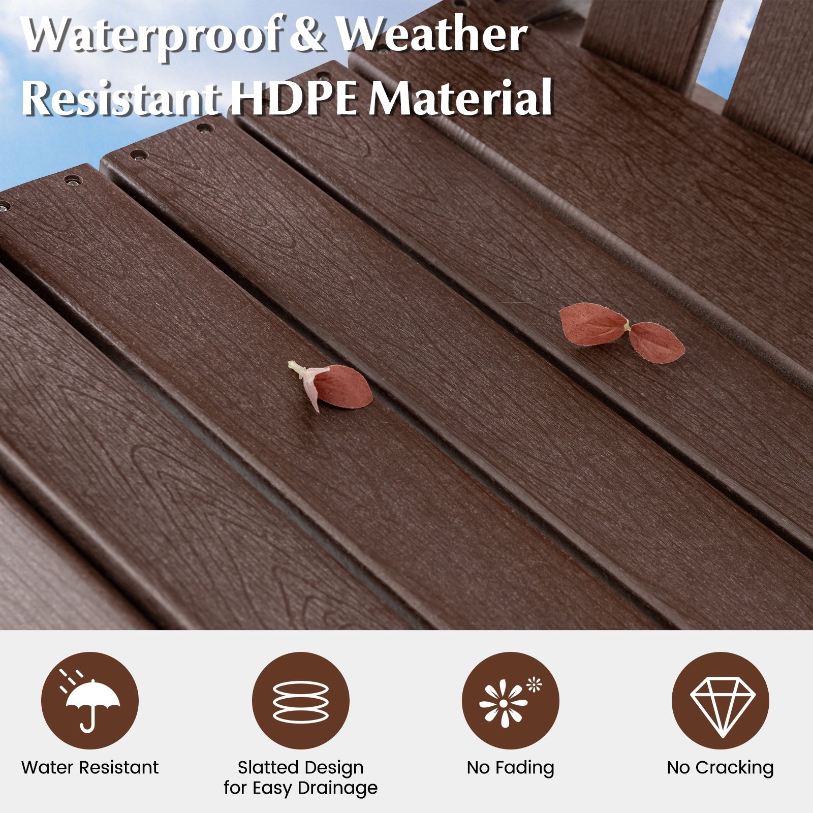 Patio Chair with Armrest and Footrest - Brown