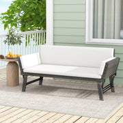 Outdoor Convertible Sofa Daybed with Adjustable Armrests - Off White