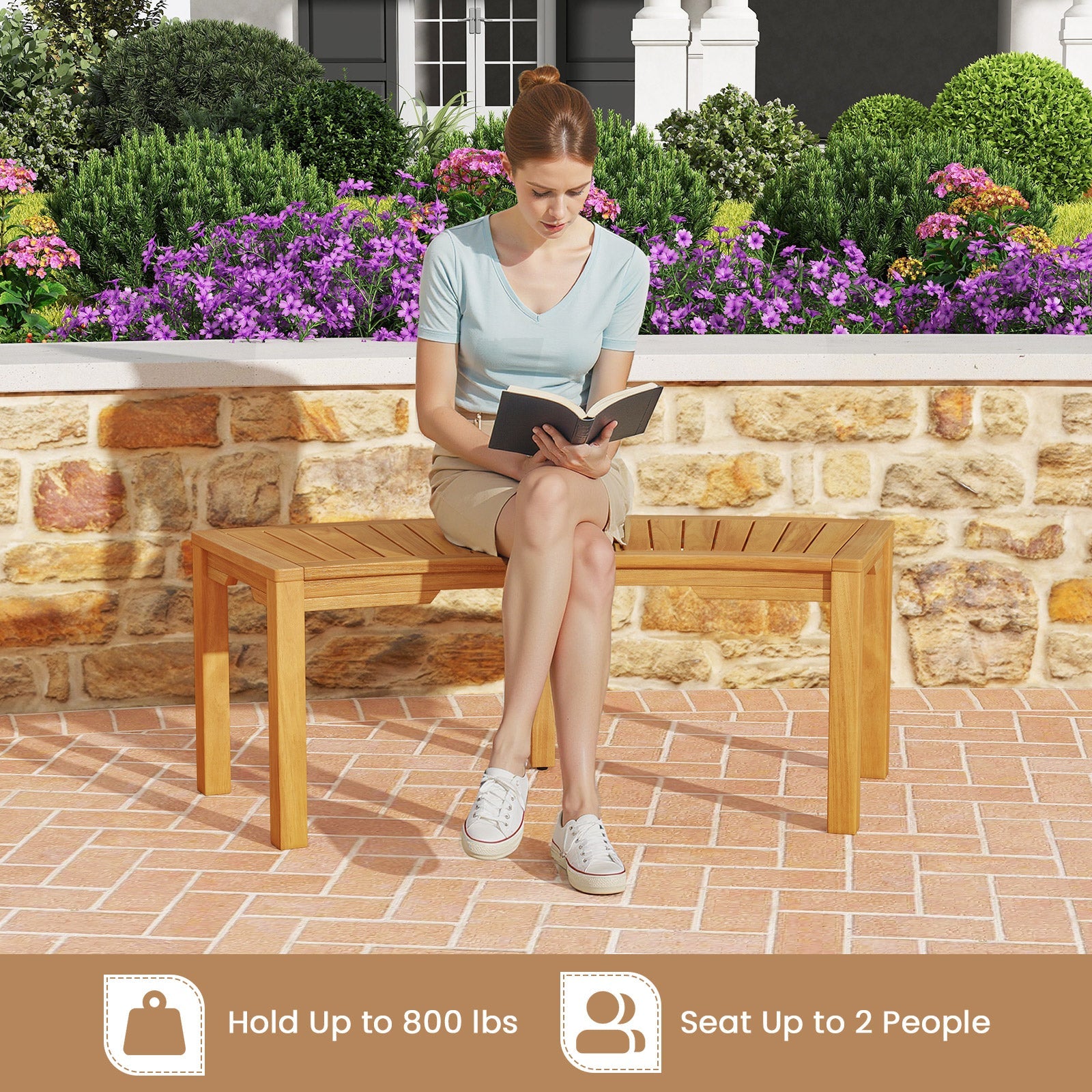 Set of 7 Outdoor Curved Garden Bench, 2-Person