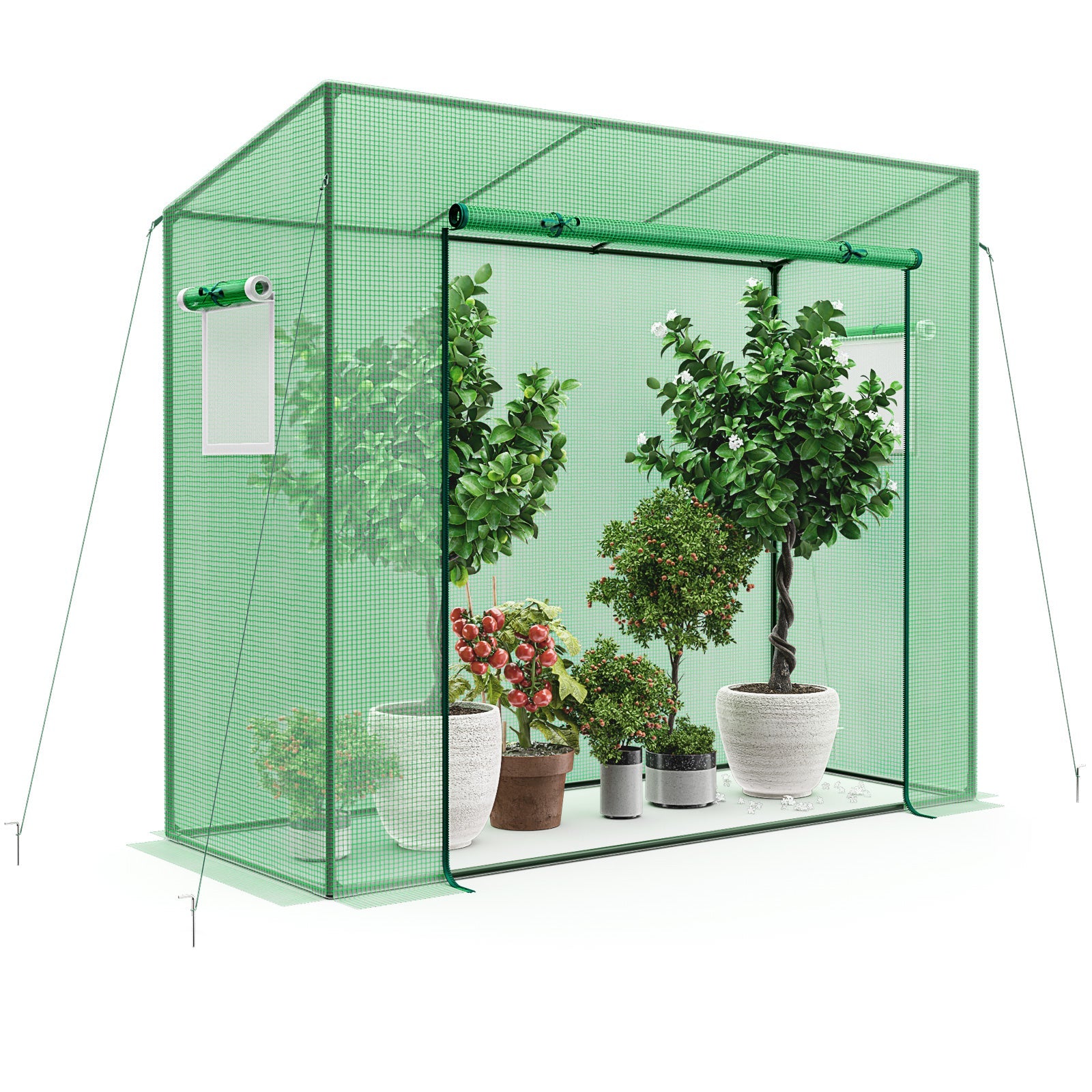 Outdoor Portable Walk-in Greenhouse with Roll-up Zipper Door