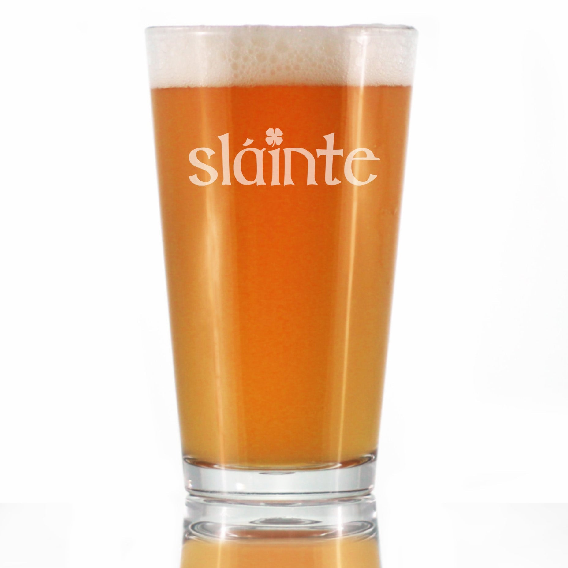 Slainte - Irish Cheers - Beer Pint Glass for St Patricks Day 16 oz