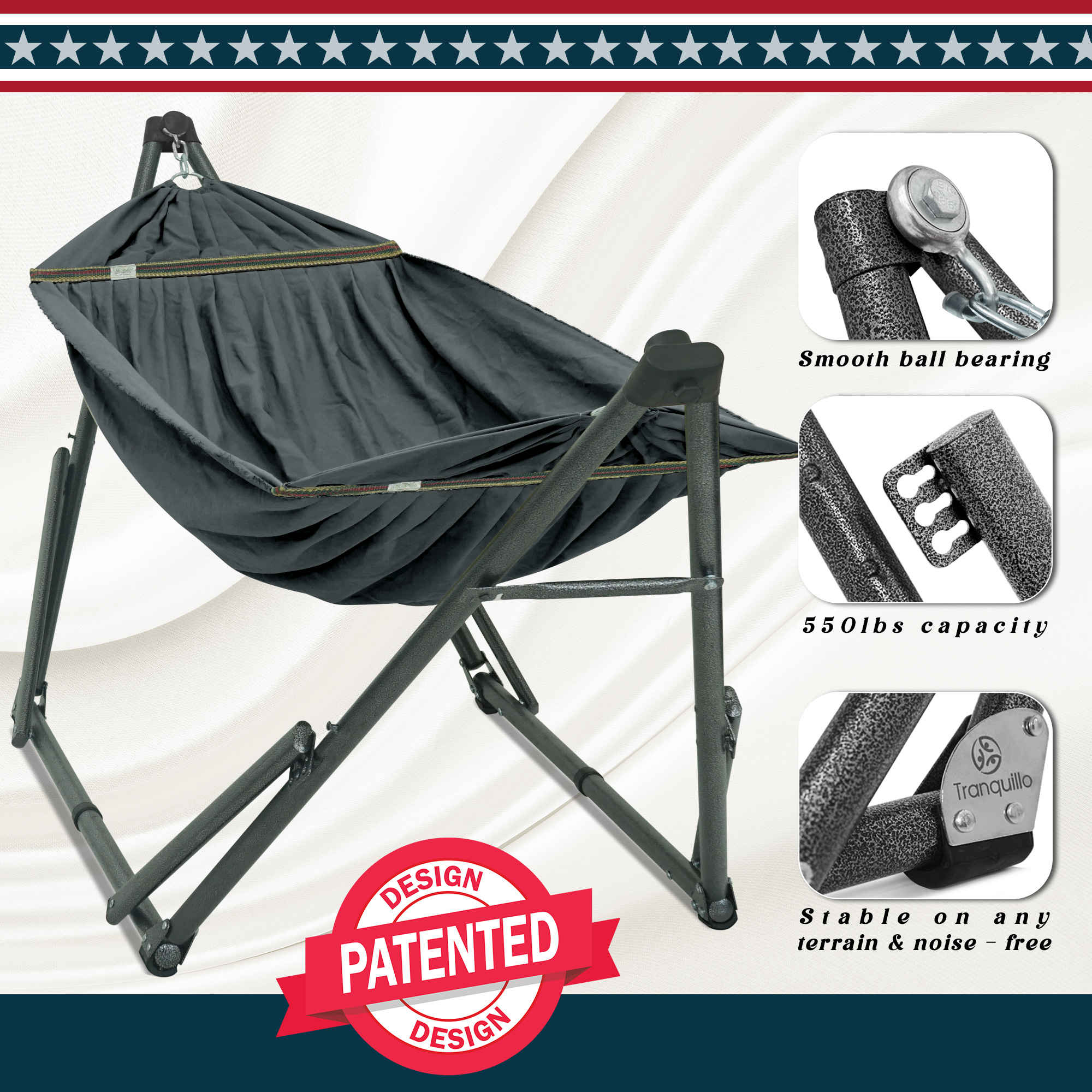 Tranquillo Uniki Canvas Hammock with Stand