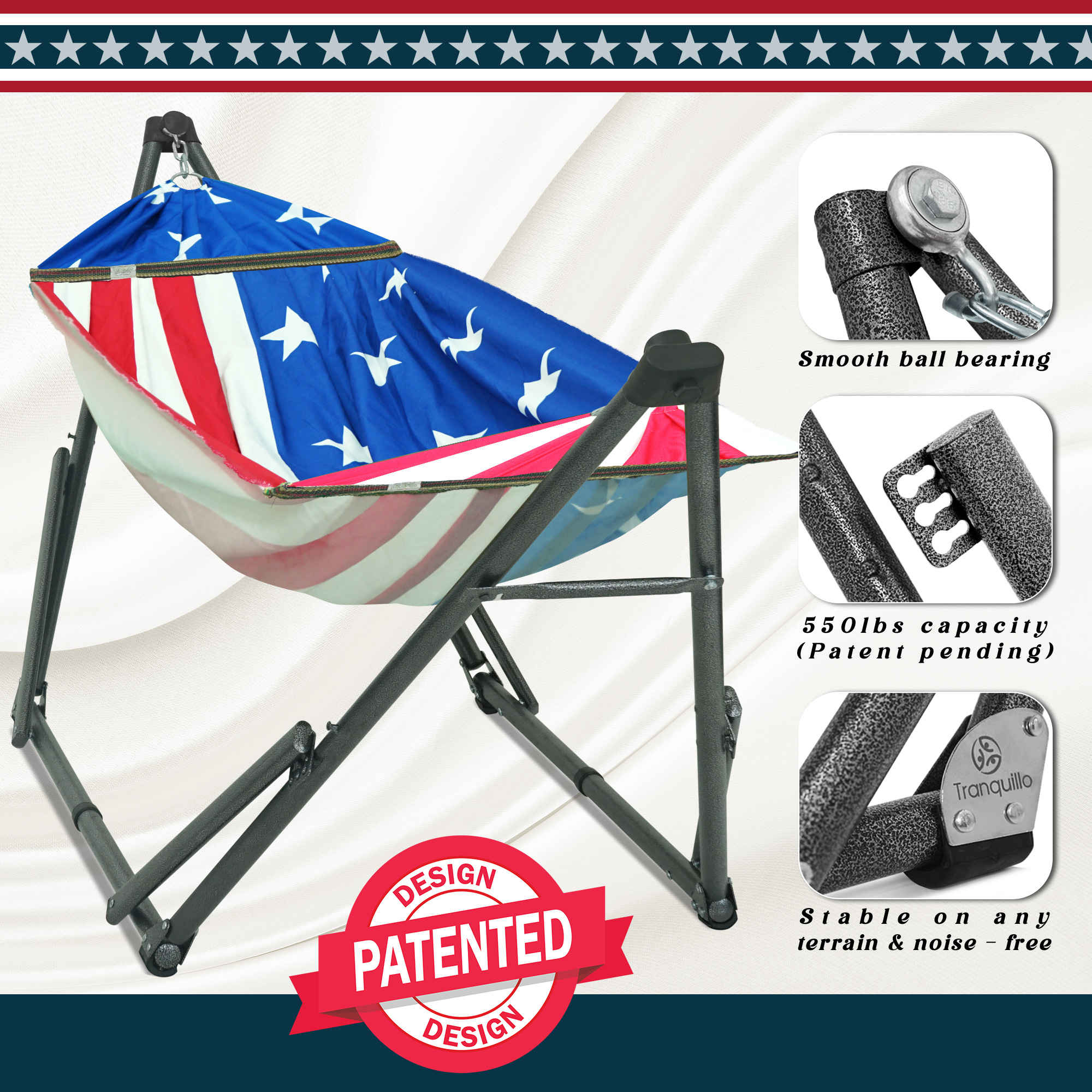 Tranquillo Uniki Canvas Hammock with Stand