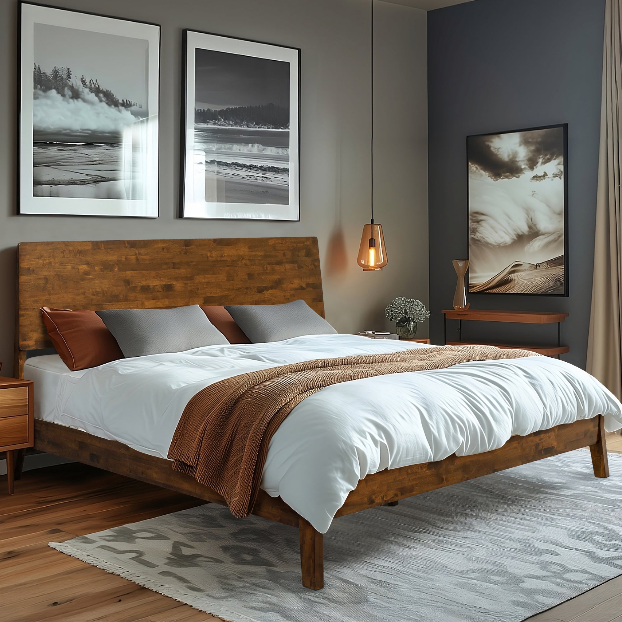 Acacia Serenity Deluxe Wood Platform Bed Frame