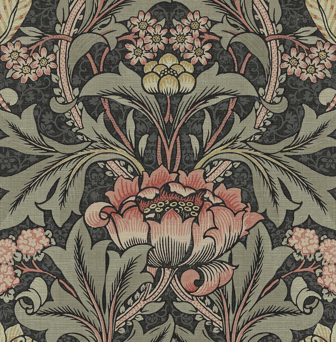 Acanthus Floral Vintage Prepasted Wallpaper