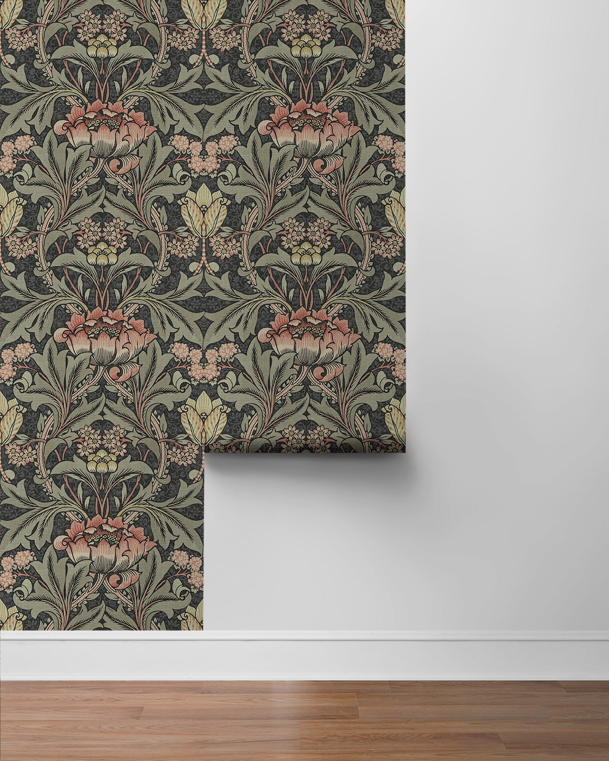 Acanthus Floral Vintage Prepasted Wallpaper
