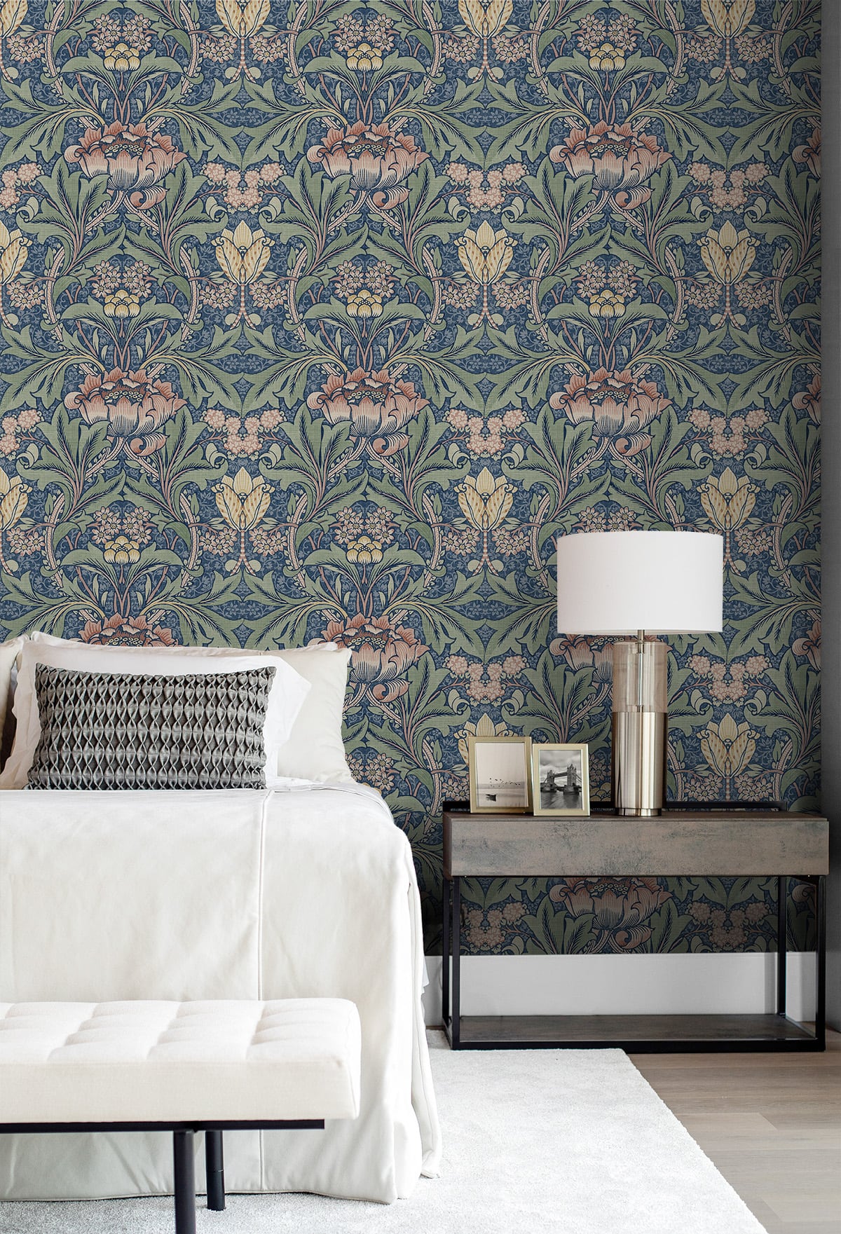 Acanthus Floral Vintage Prepasted Wallpaper