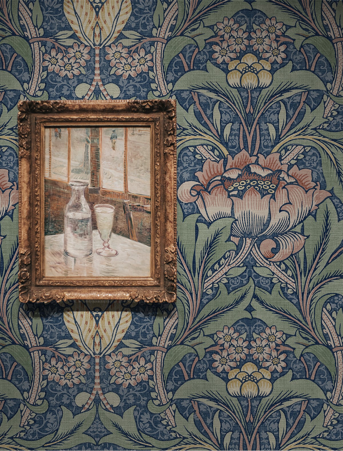 Acanthus Floral Vintage Prepasted Wallpaper