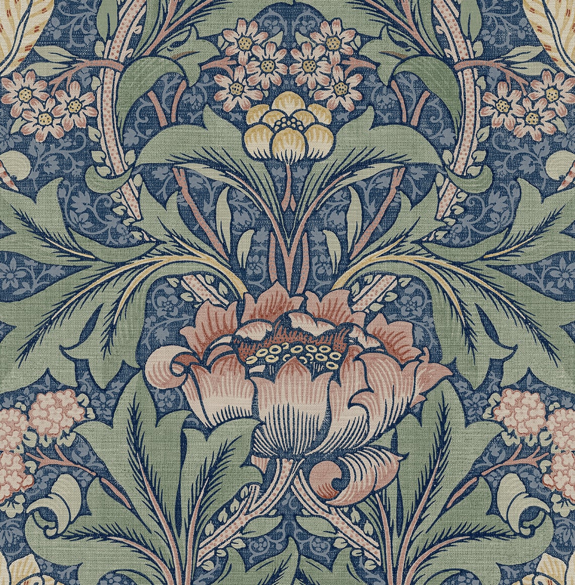 Acanthus Floral Vintage Prepasted Wallpaper