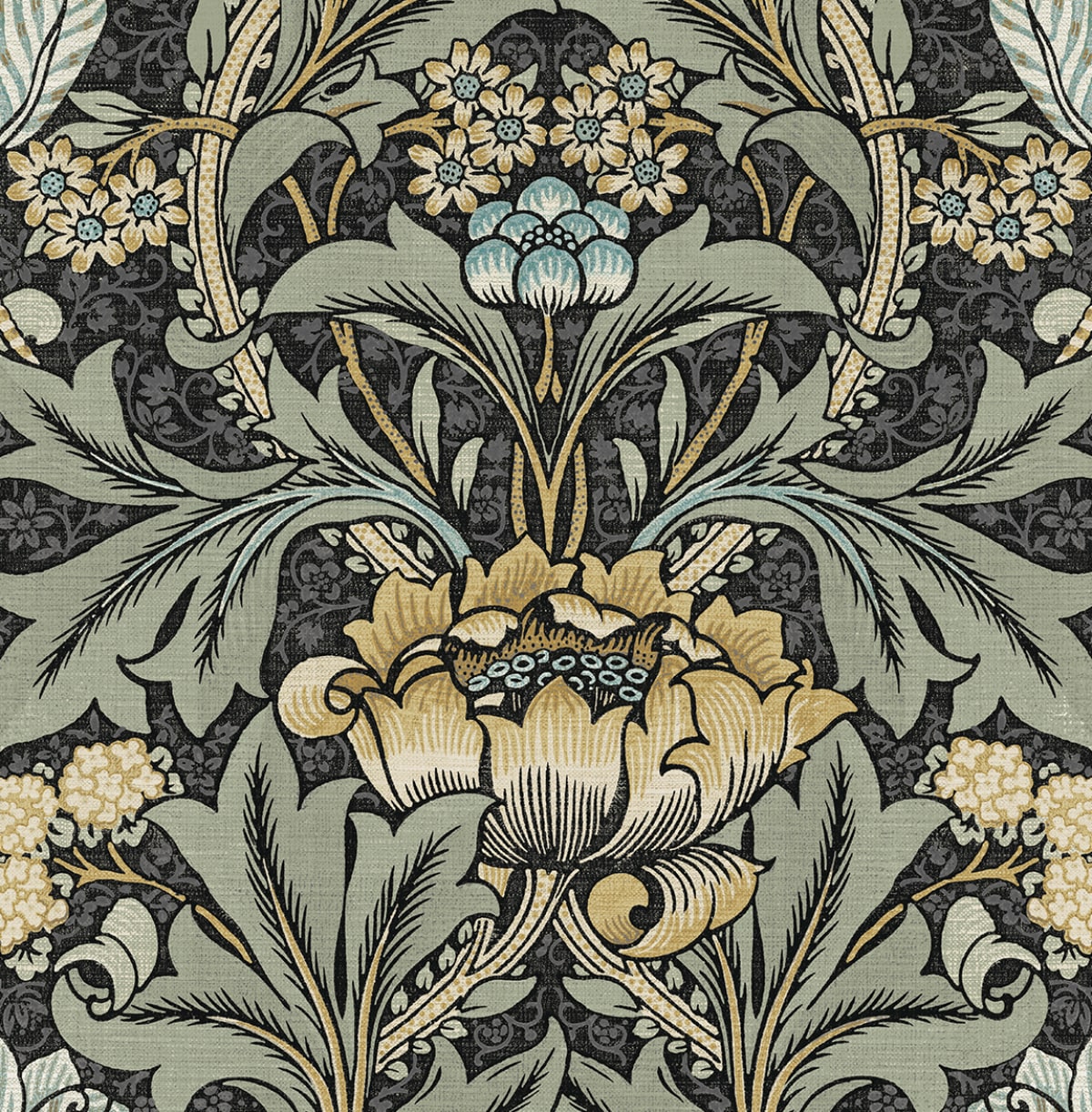 Acanthus Floral Vintage Prepasted Wallpaper