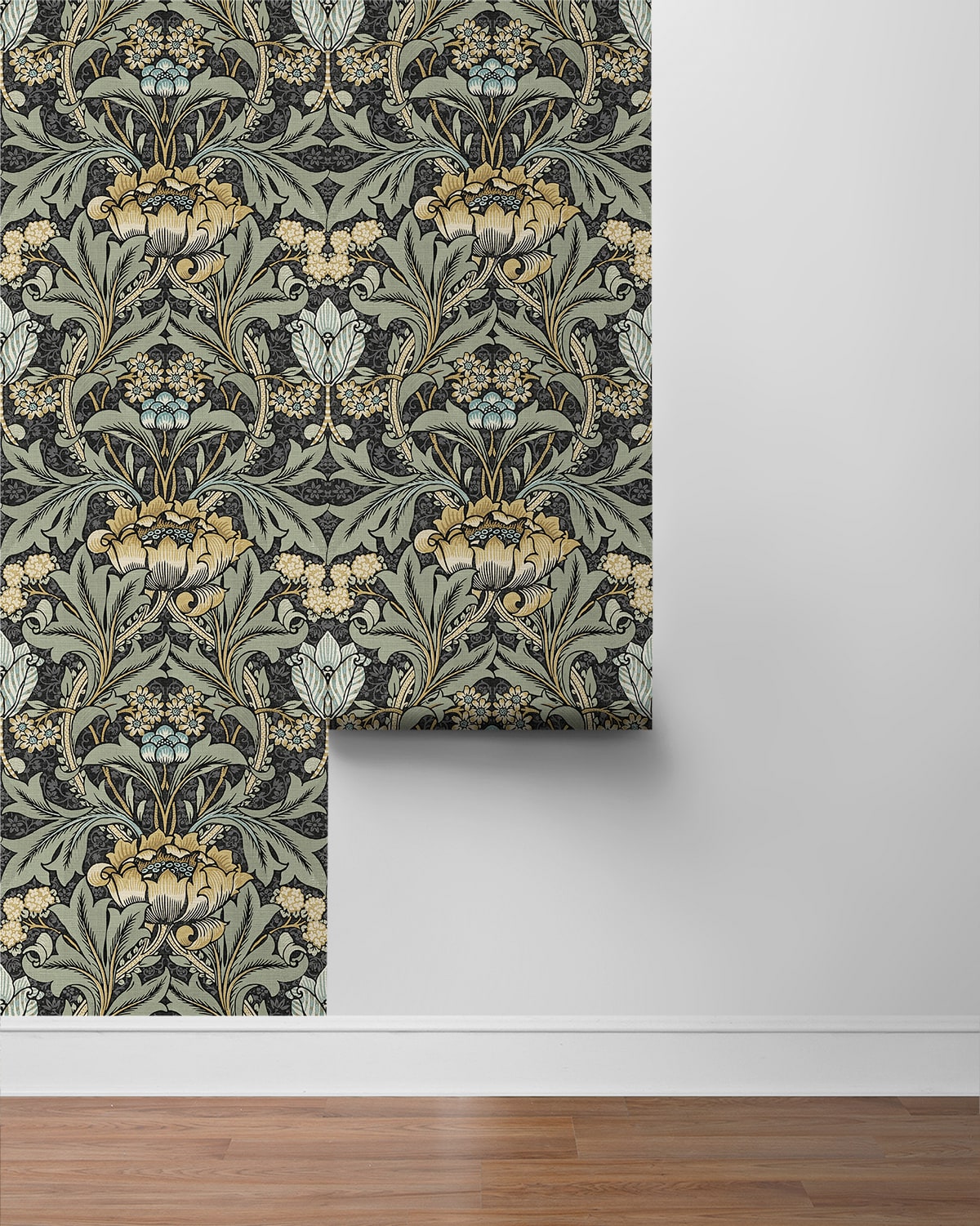 Acanthus Floral Vintage Prepasted Wallpaper