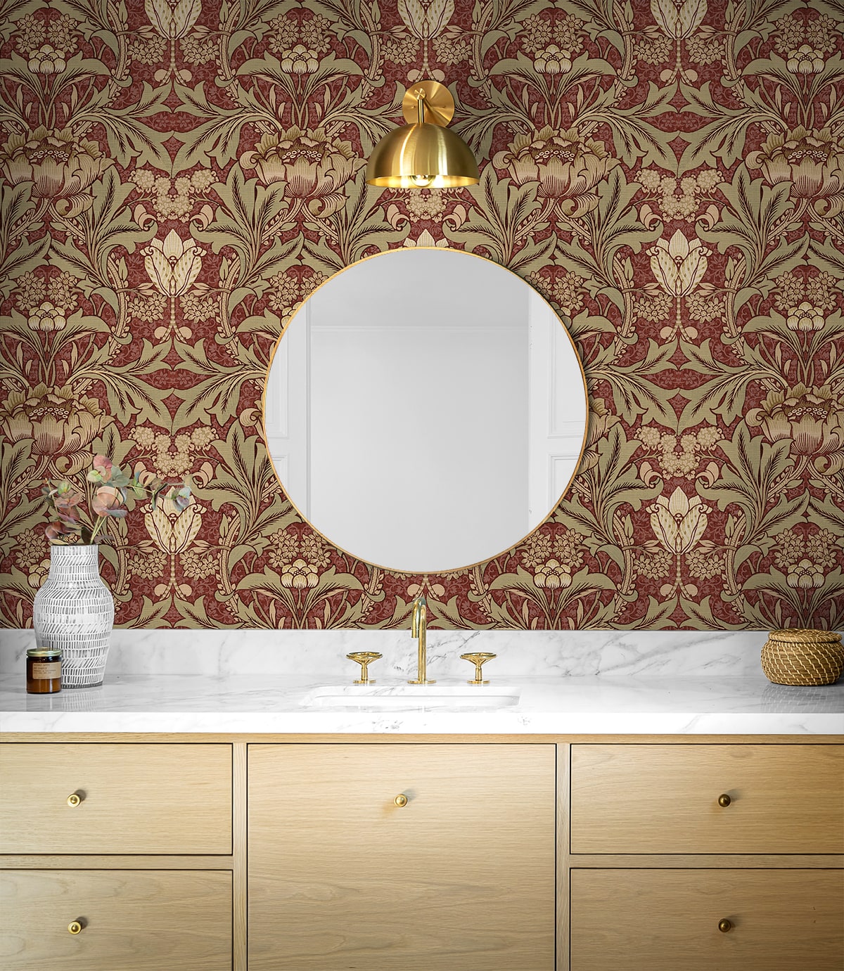 Acanthus Floral Vintage Prepasted Wallpaper