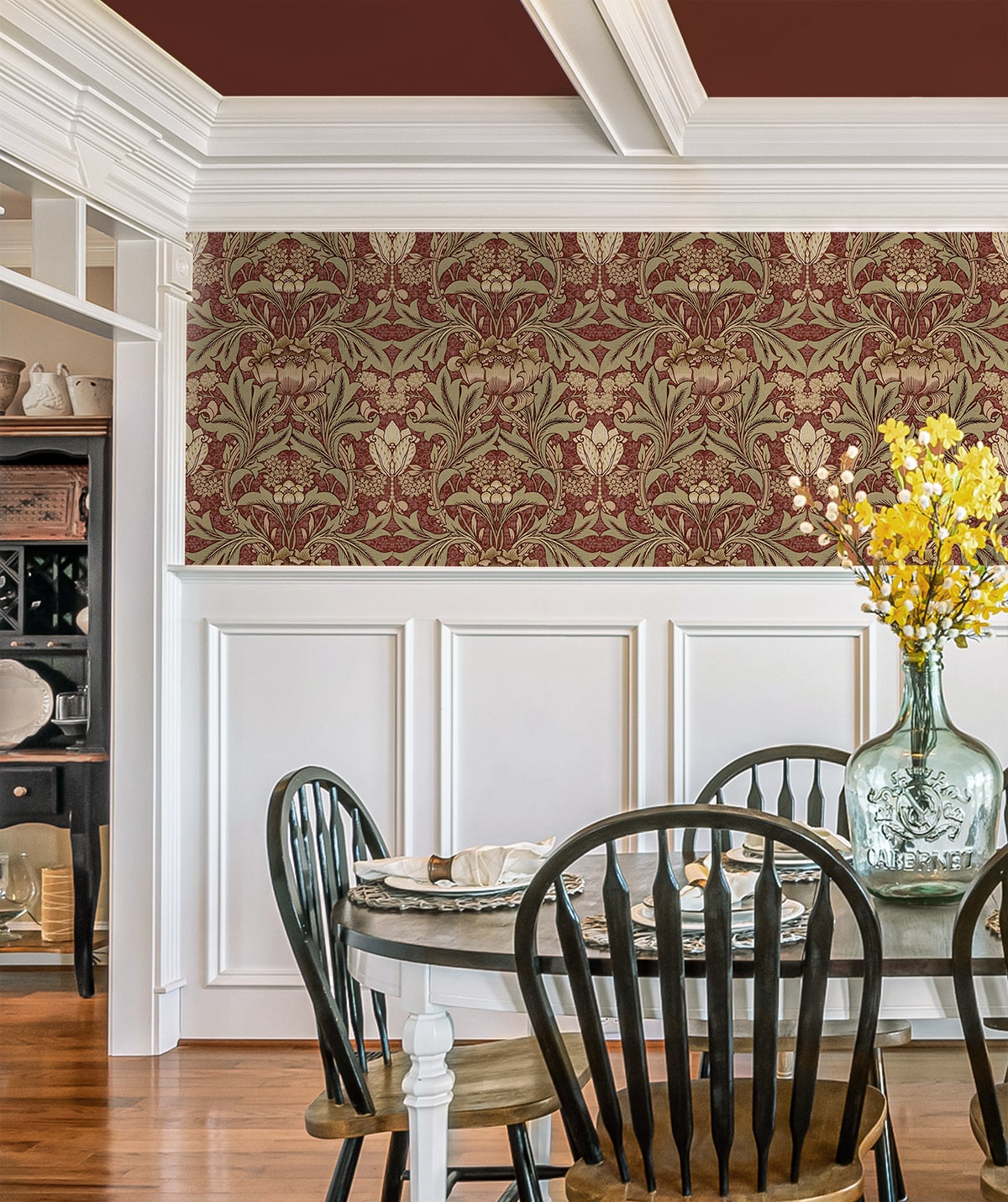 Acanthus Floral Vintage Prepasted Wallpaper