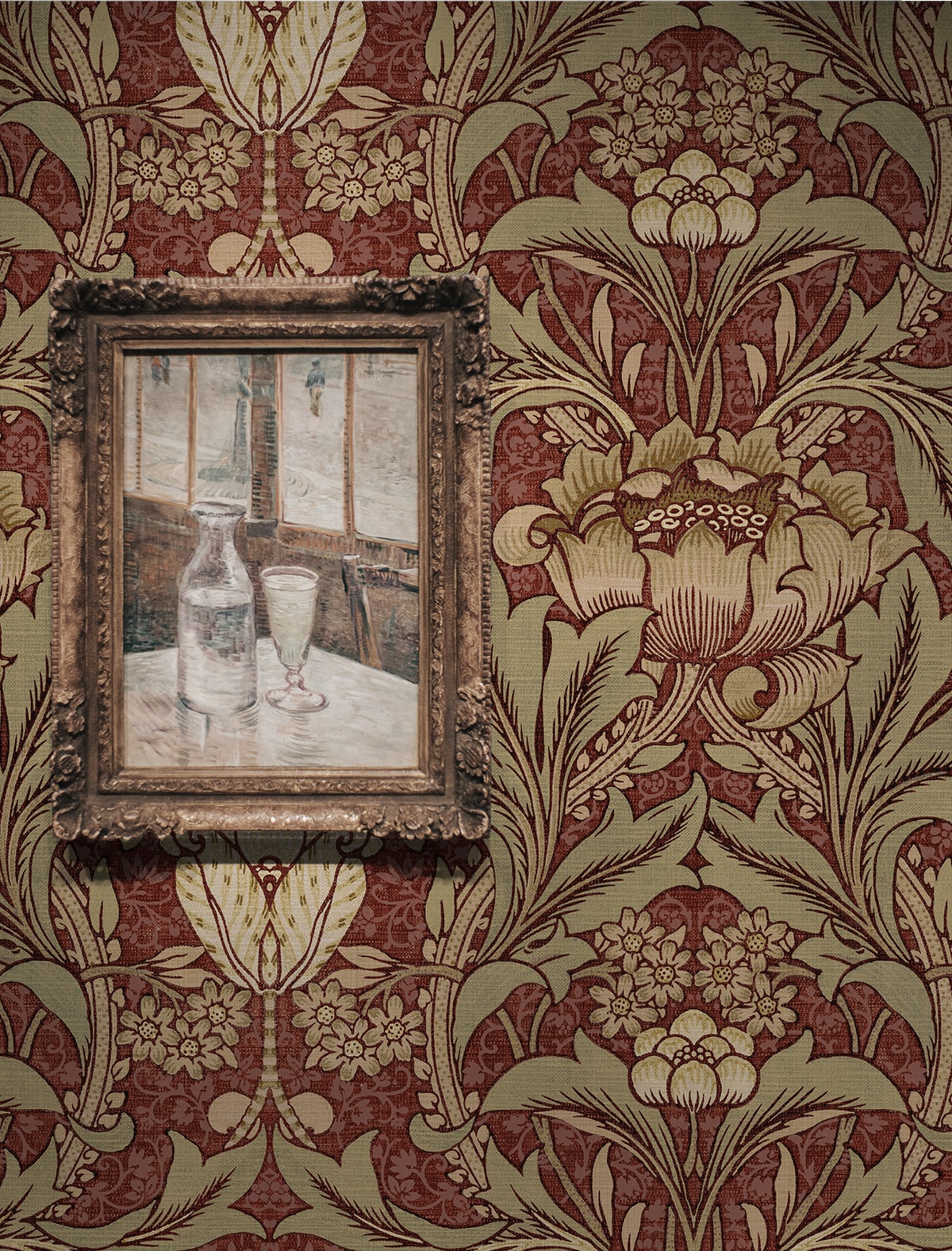 Acanthus Floral Vintage Prepasted Wallpaper
