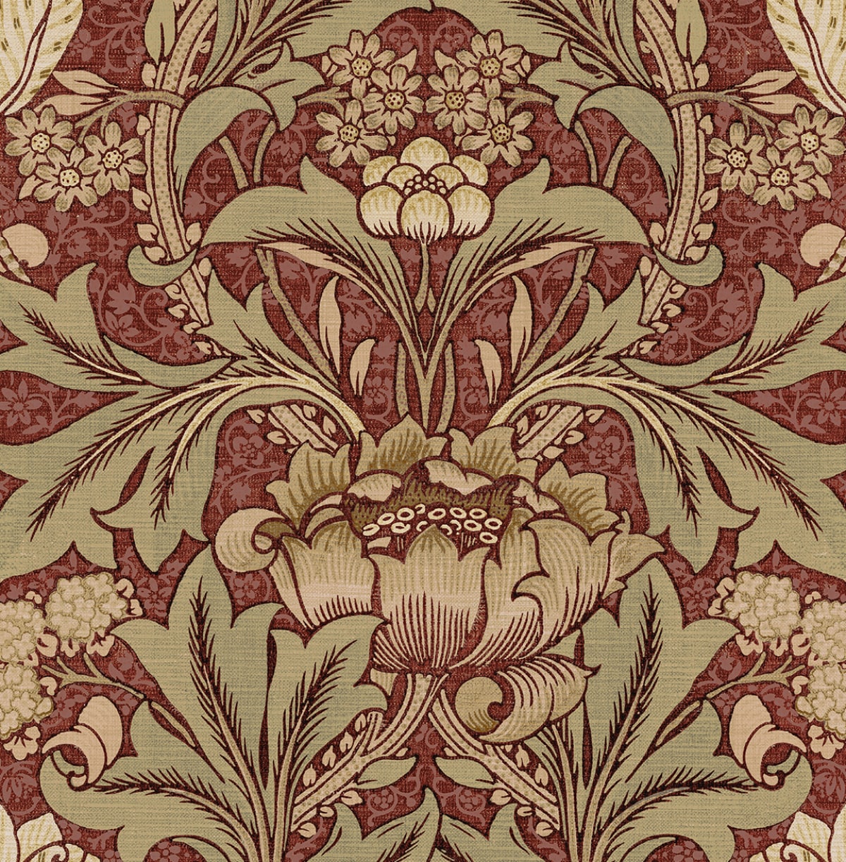 Acanthus Floral Vintage Prepasted Wallpaper
