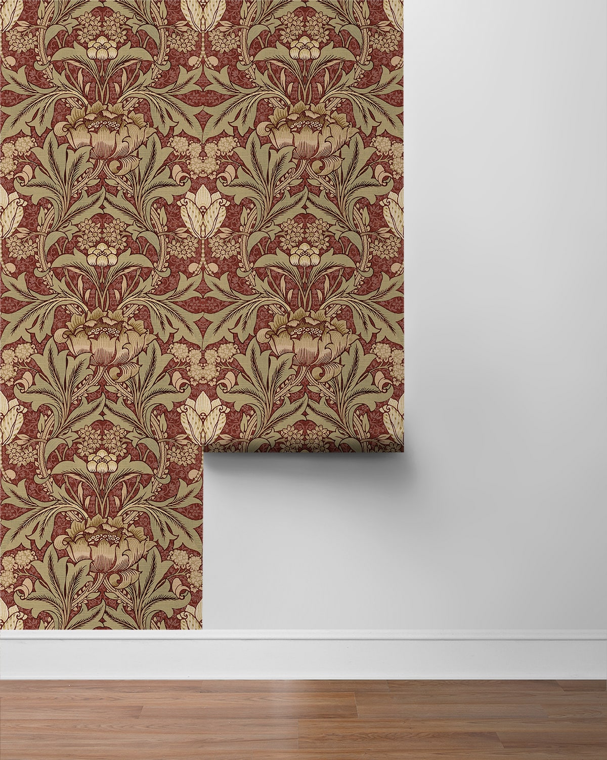 Acanthus Floral Vintage Prepasted Wallpaper