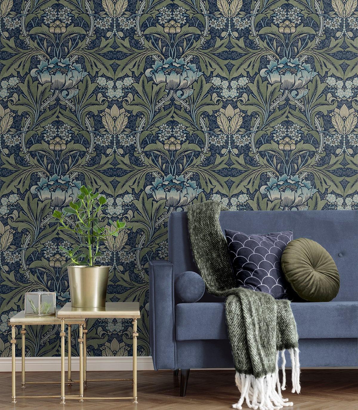 Acanthus Floral Vintage Prepasted Wallpaper