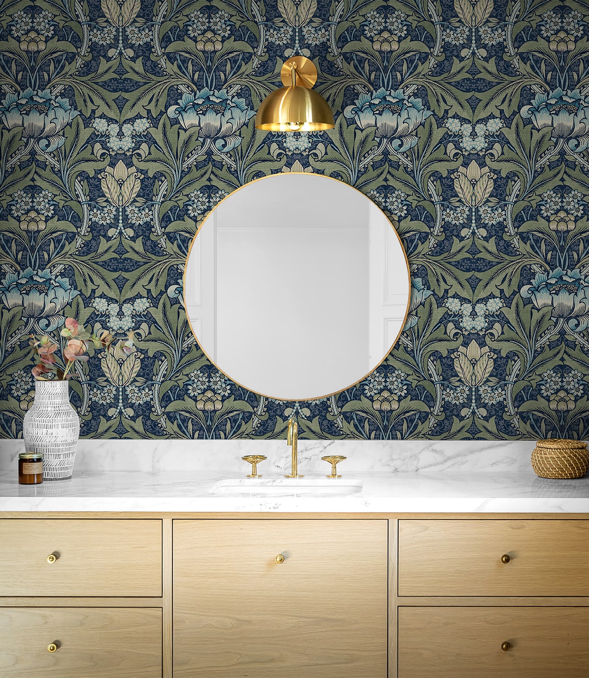 Acanthus Floral Vintage Prepasted Wallpaper