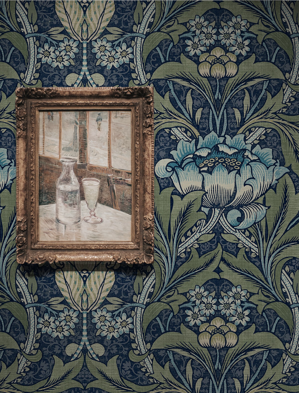 Acanthus Floral Vintage Prepasted Wallpaper
