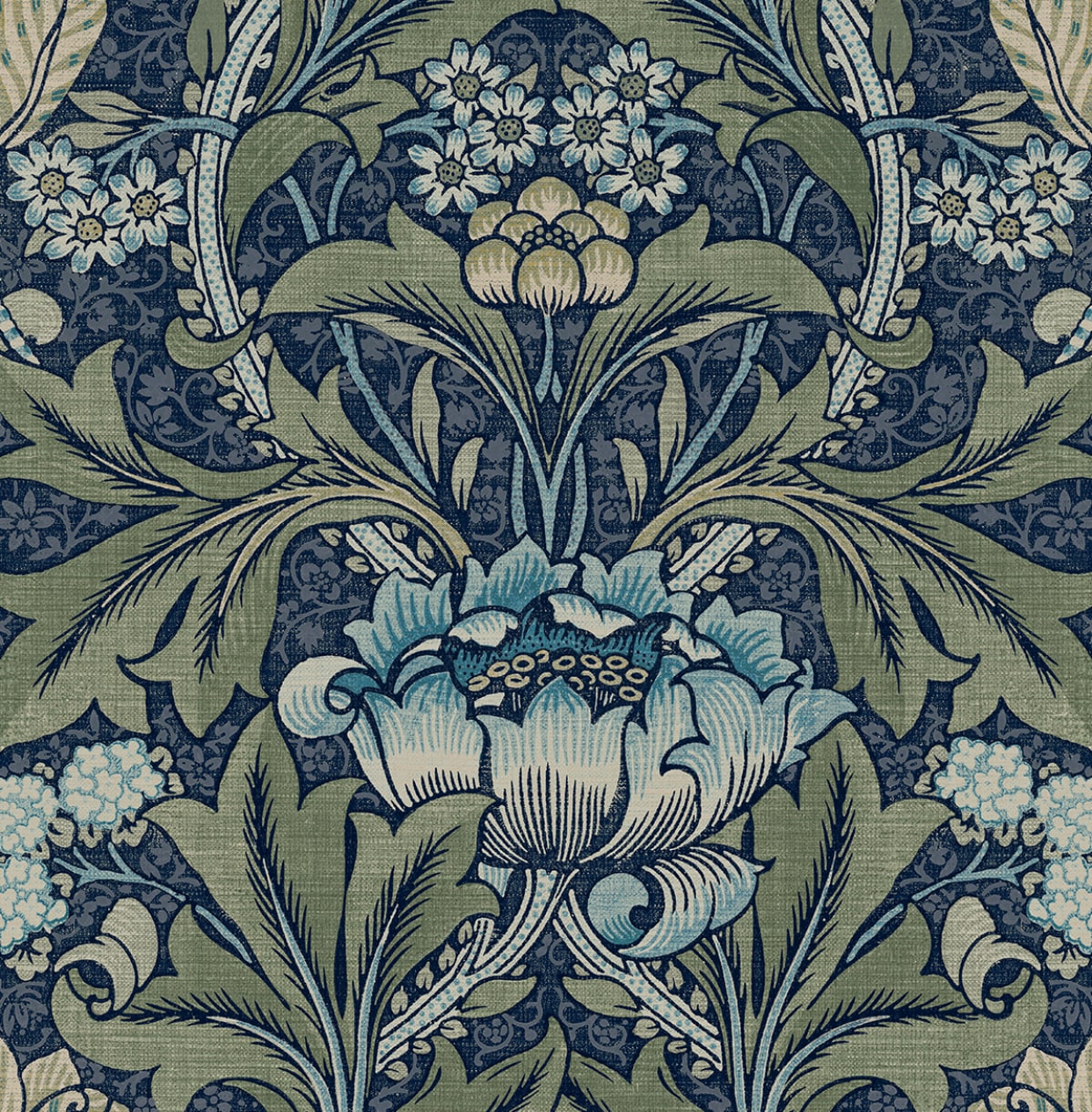 Acanthus Floral Vintage Prepasted Wallpaper