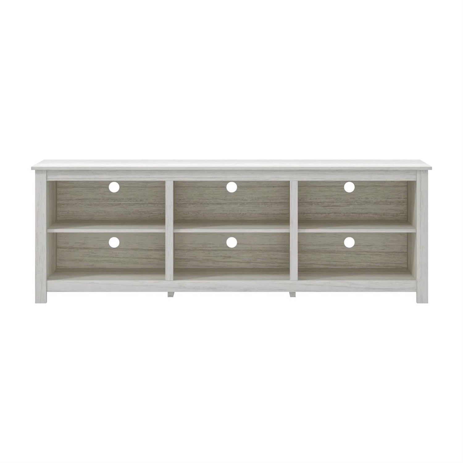 Farmhouse TV Stand in White Wood Grain Finish