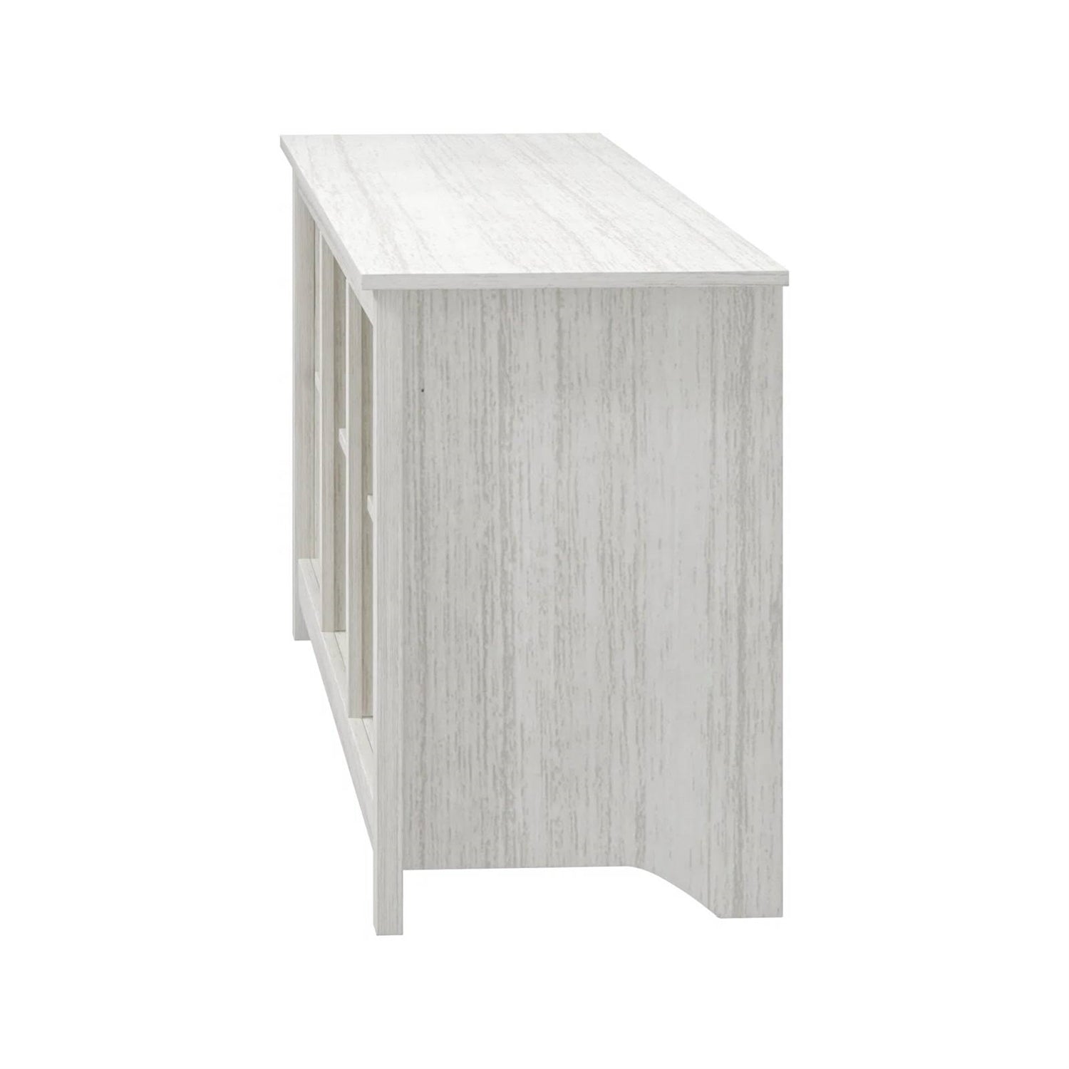 Farmhouse TV Stand in White Wood Grain Finish
