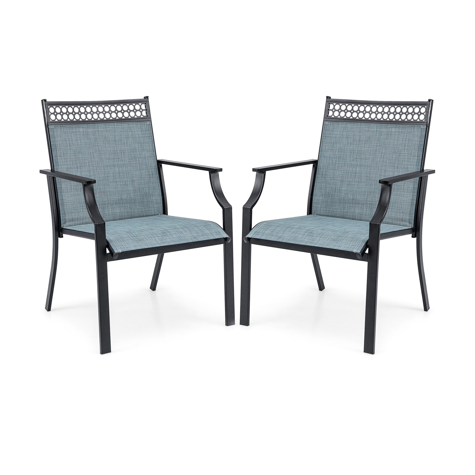Patio Chairs Set of 2 with All Weather Breathable Fabric - Blue