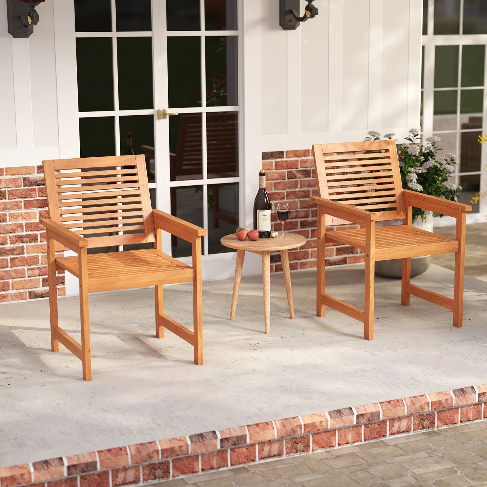 Linensnthings.com Patio Chairs Set of 2 with Inclined Backrests and ...