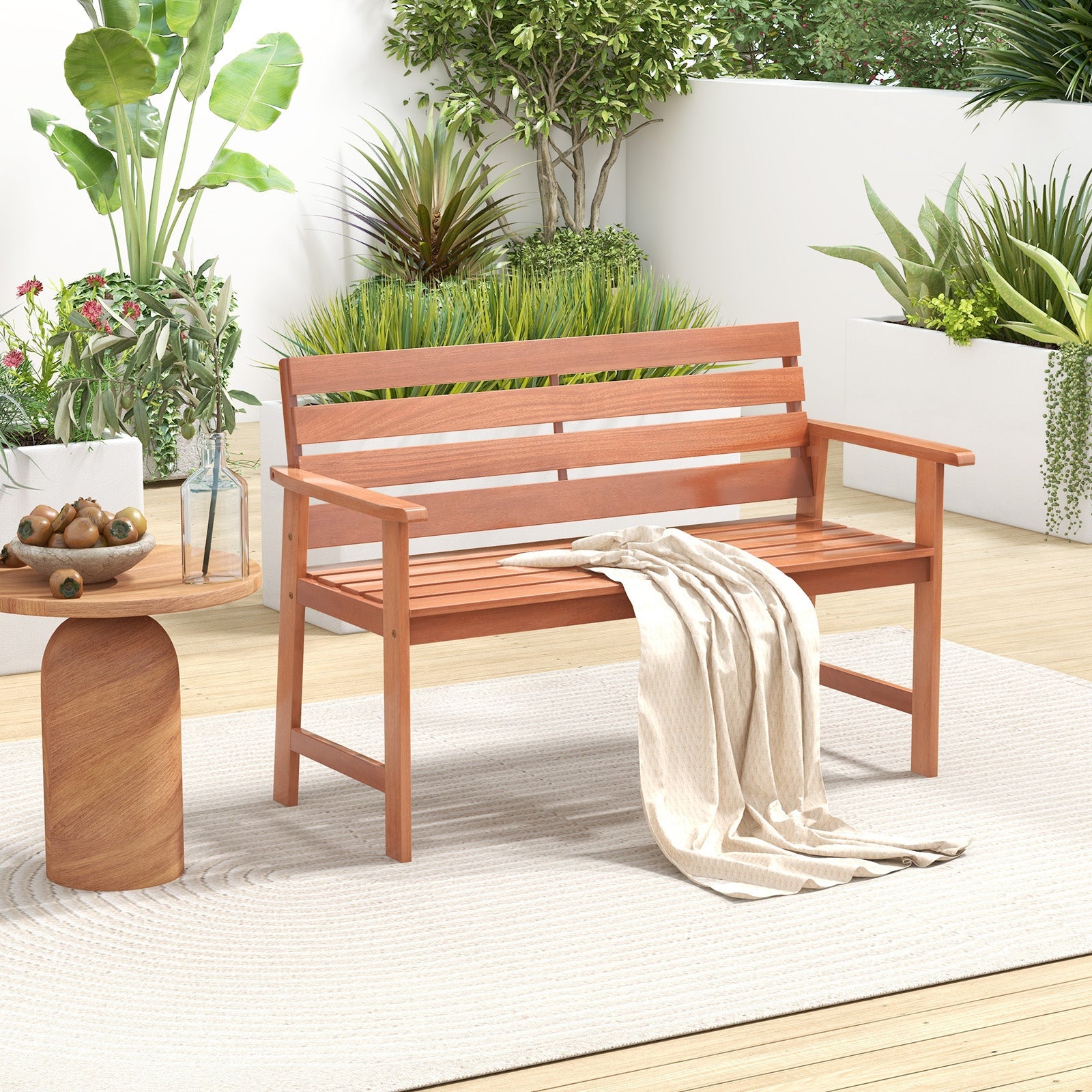 Patio Solid Wood Bench, 2-Seater