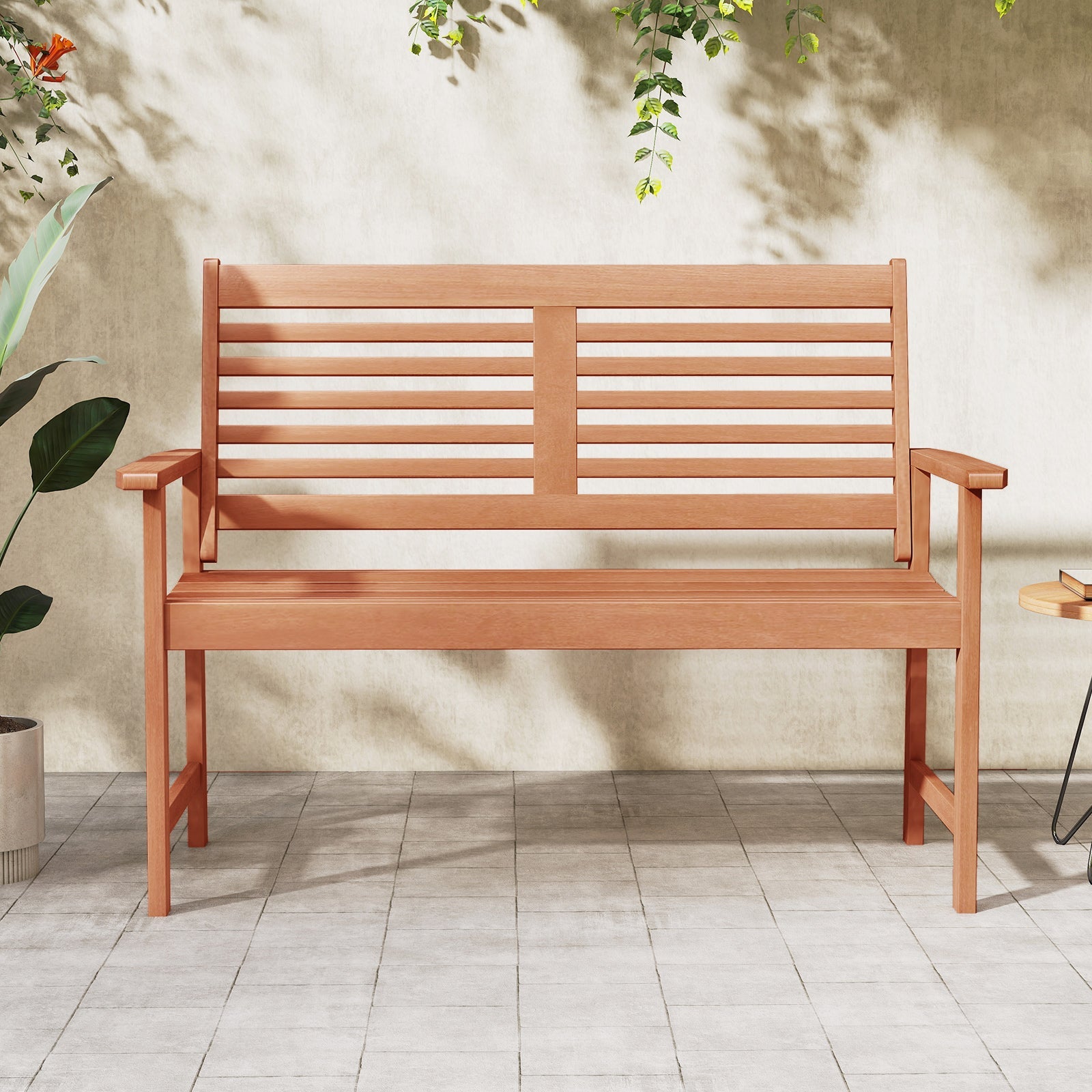 Patio Solid Wood Loveseat Outdoor 2-Seat Bench