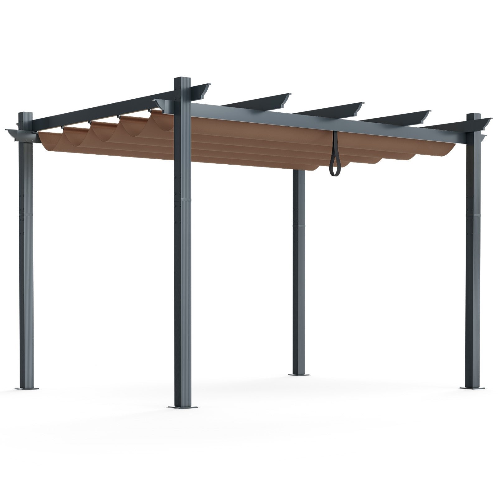 10 x 12 Feet Outdoor Aluminum Retractable Pergola Canopy-Coffee