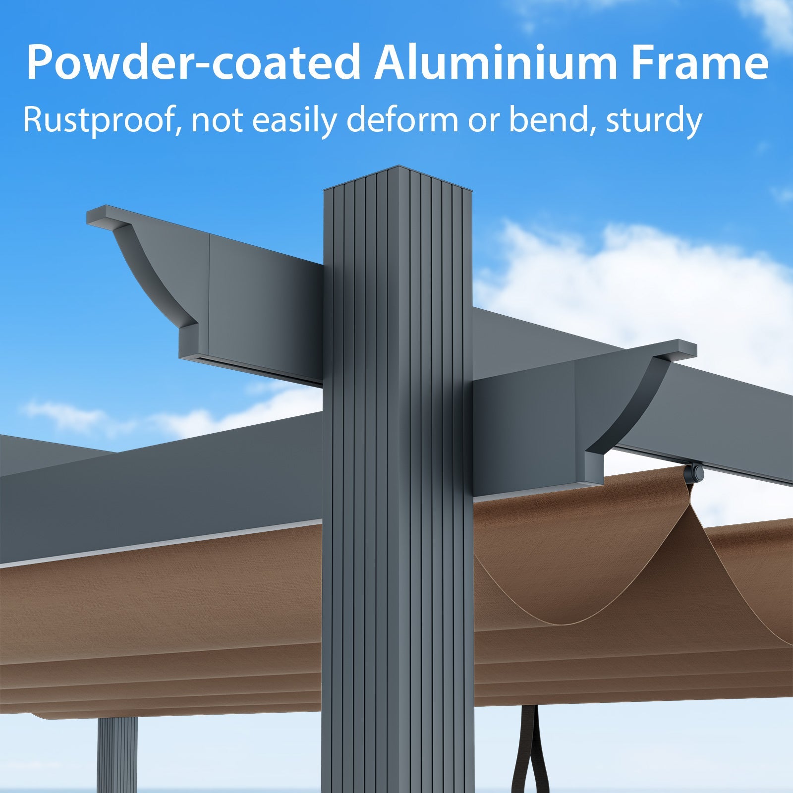 10 x 12 Feet Outdoor Aluminum Retractable Pergola Canopy-Coffee