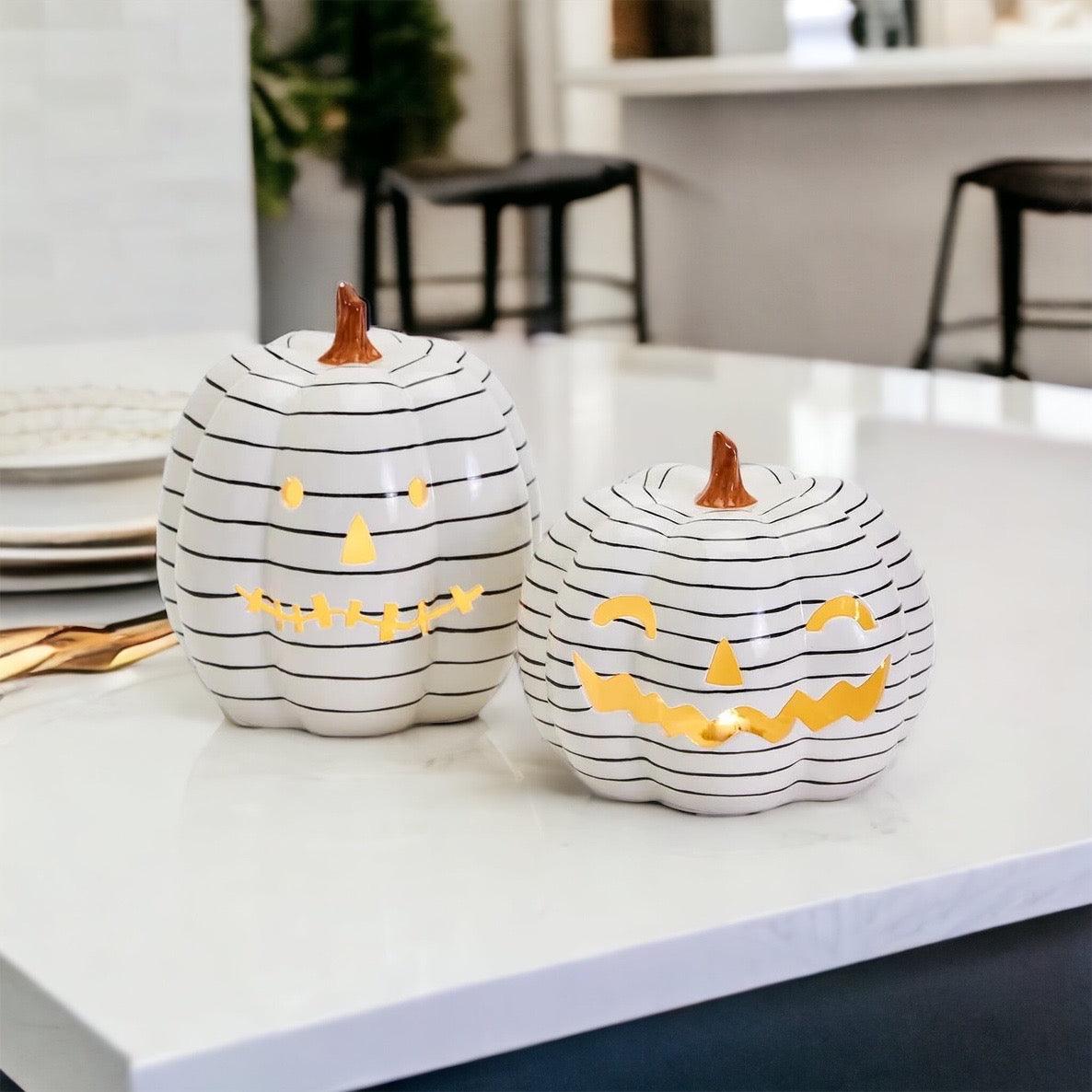 B&W LED Pumpkin by Gia Roma