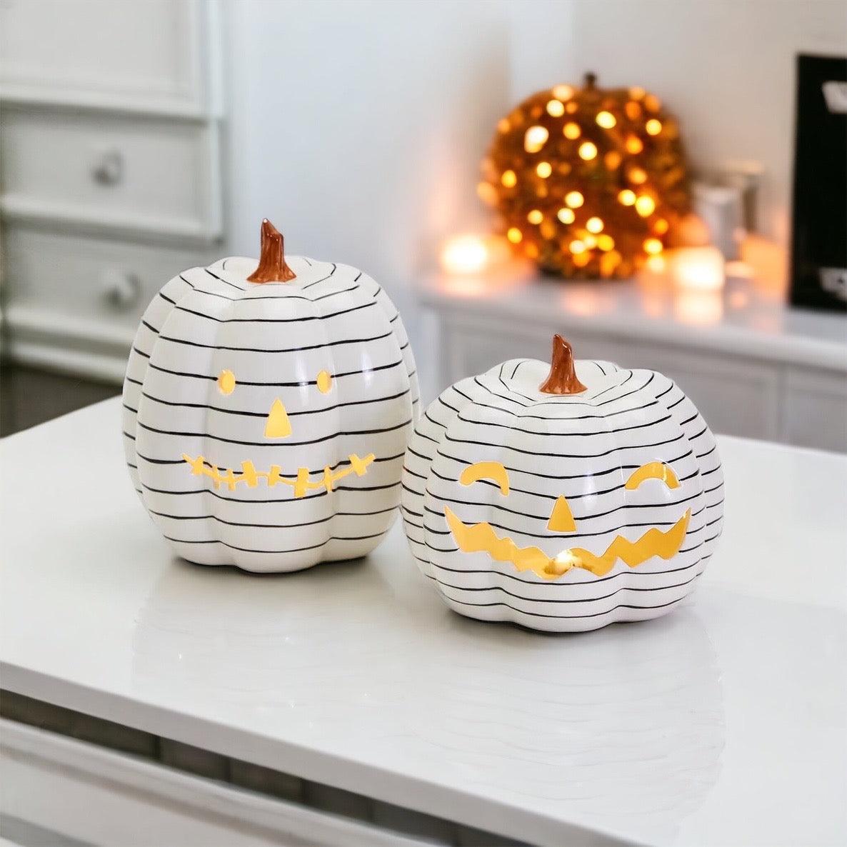 B&W LED Pumpkin by Gia Roma