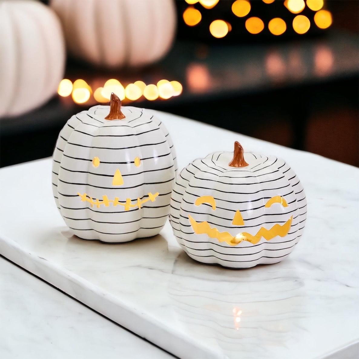 B&W LED Pumpkin by Gia Roma