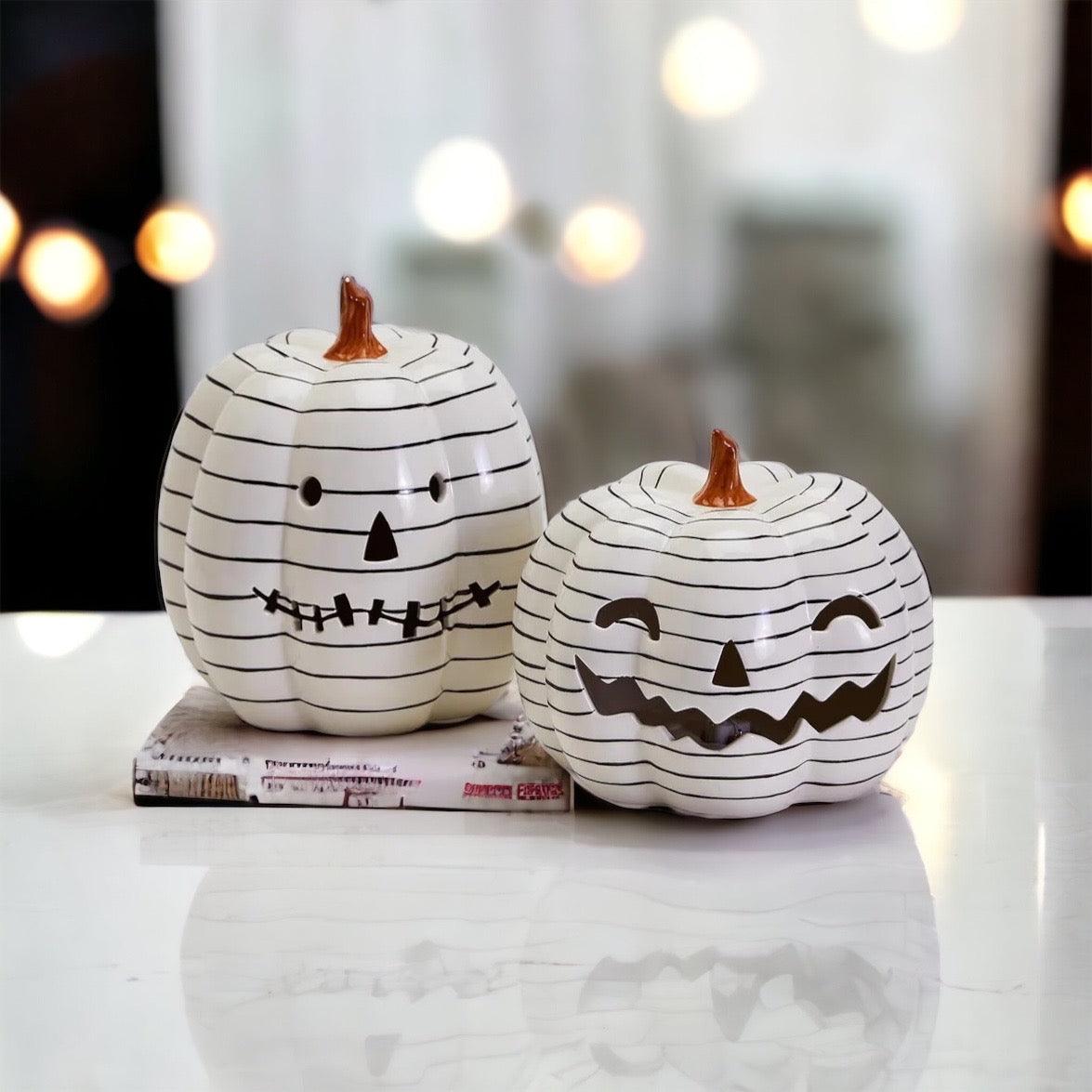 B&W LED Pumpkin by Gia Roma