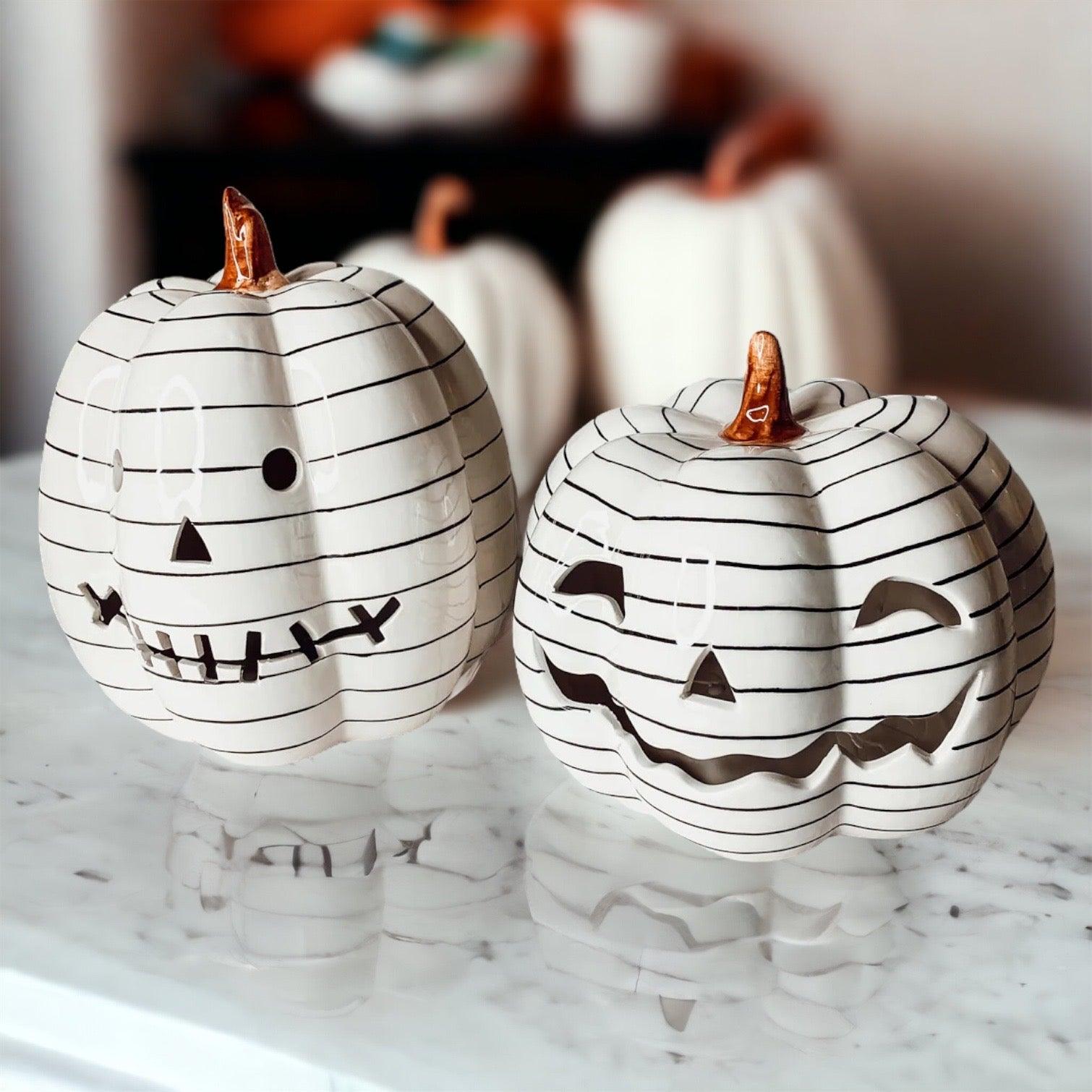B&W LED Pumpkin by Gia Roma