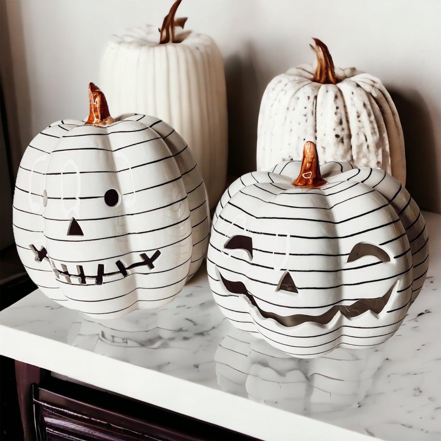 B&W LED Pumpkin by Gia Roma