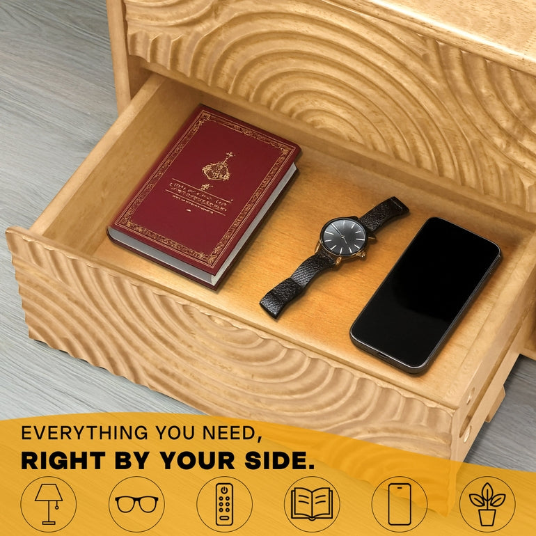 Acacia Harmony Nightstand with 2 Drawers