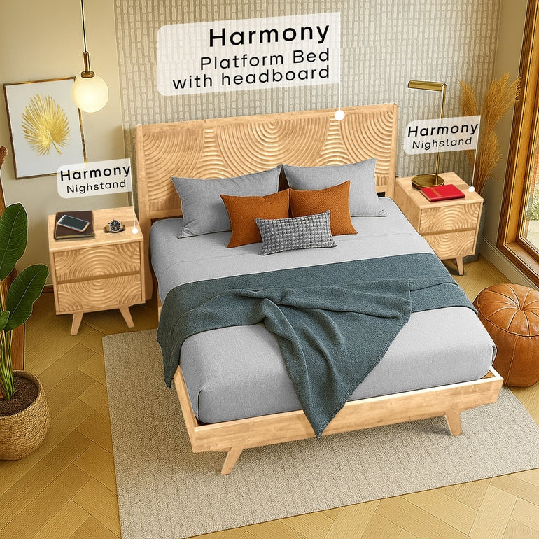 Acacia Harmony Nightstand with 2 Drawers