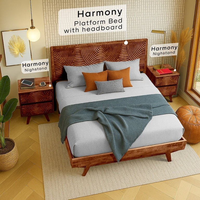 Acacia Harmony Nightstand with 2 Drawers