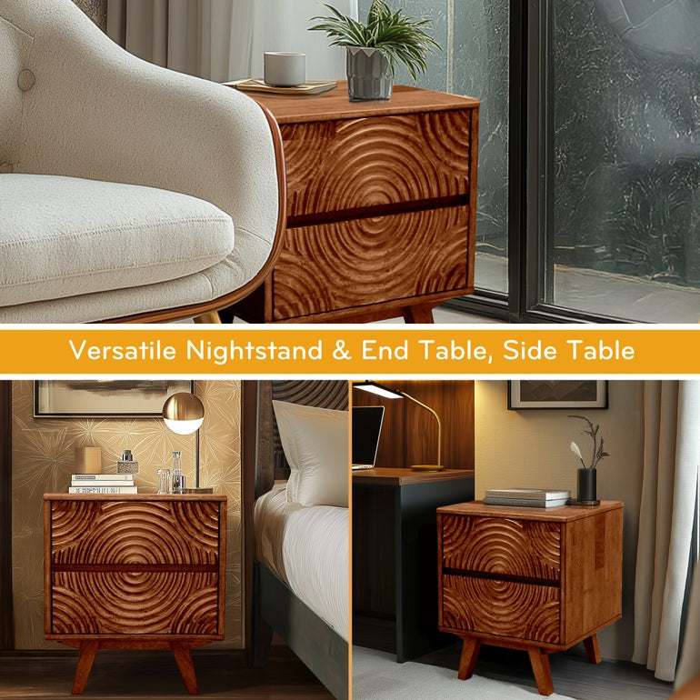 Acacia Harmony Nightstand with 2 Drawers