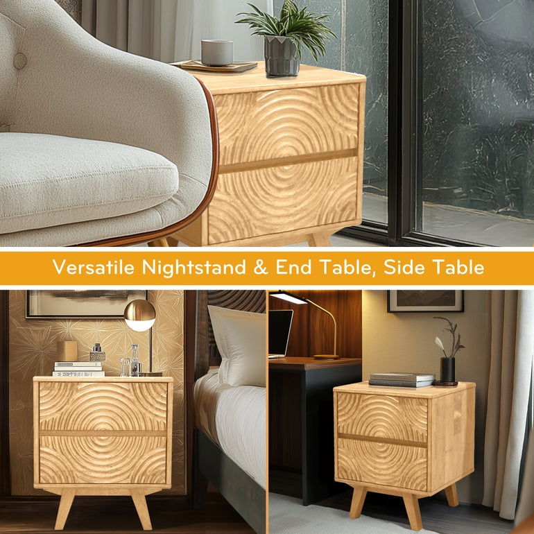 Acacia Harmony Nightstand with 2 Drawers