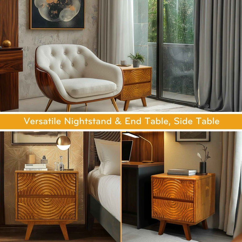 Acacia Harmony Nightstand with 2 Drawers