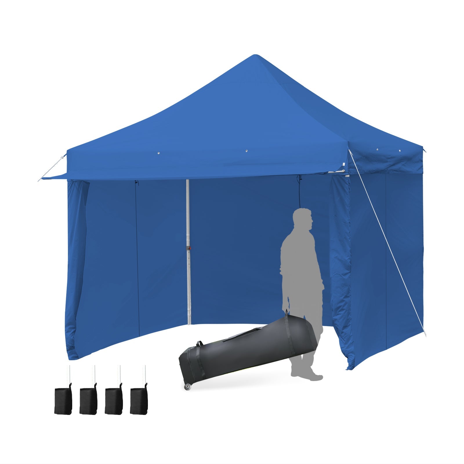 10 x 10 Feet Pop-up Gazebo with 5 Removable Zippered Sidewalls - Blue