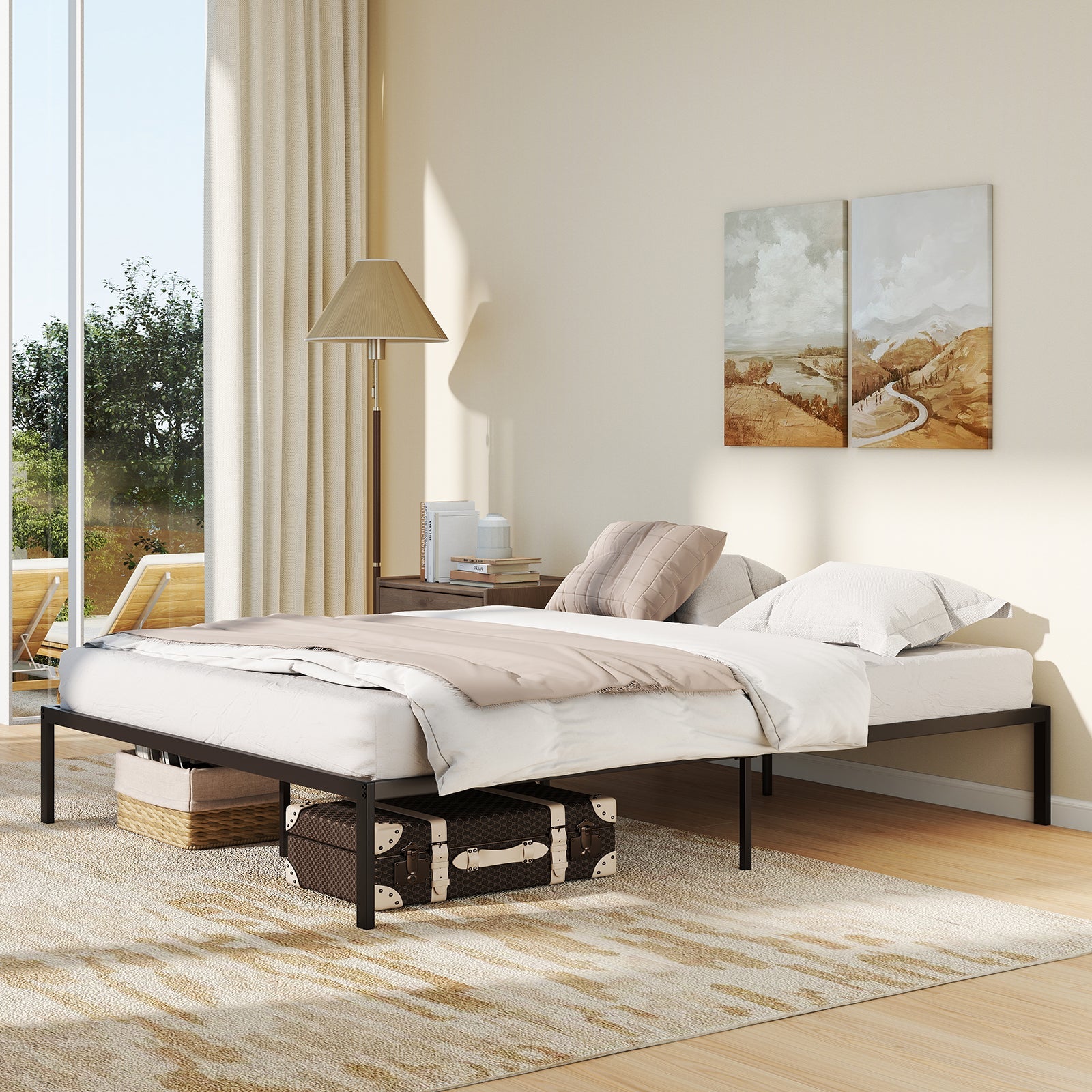 Full/Queen/King Size Metal Bed Frame Heavy Duty Support Slats Queen Size