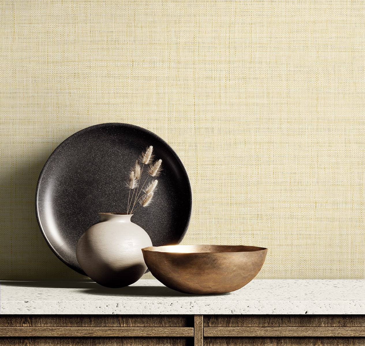 Raffia Harvest Twine Faux Weave Embossed Vinyl Unpasted Wallpaper
