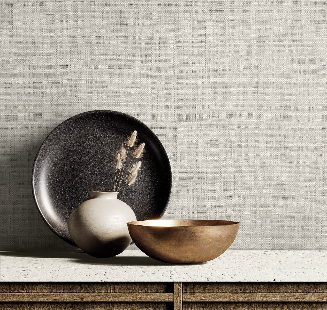 Raffia Harvest Twine Faux Weave Embossed Vinyl Unpasted Wallpaper