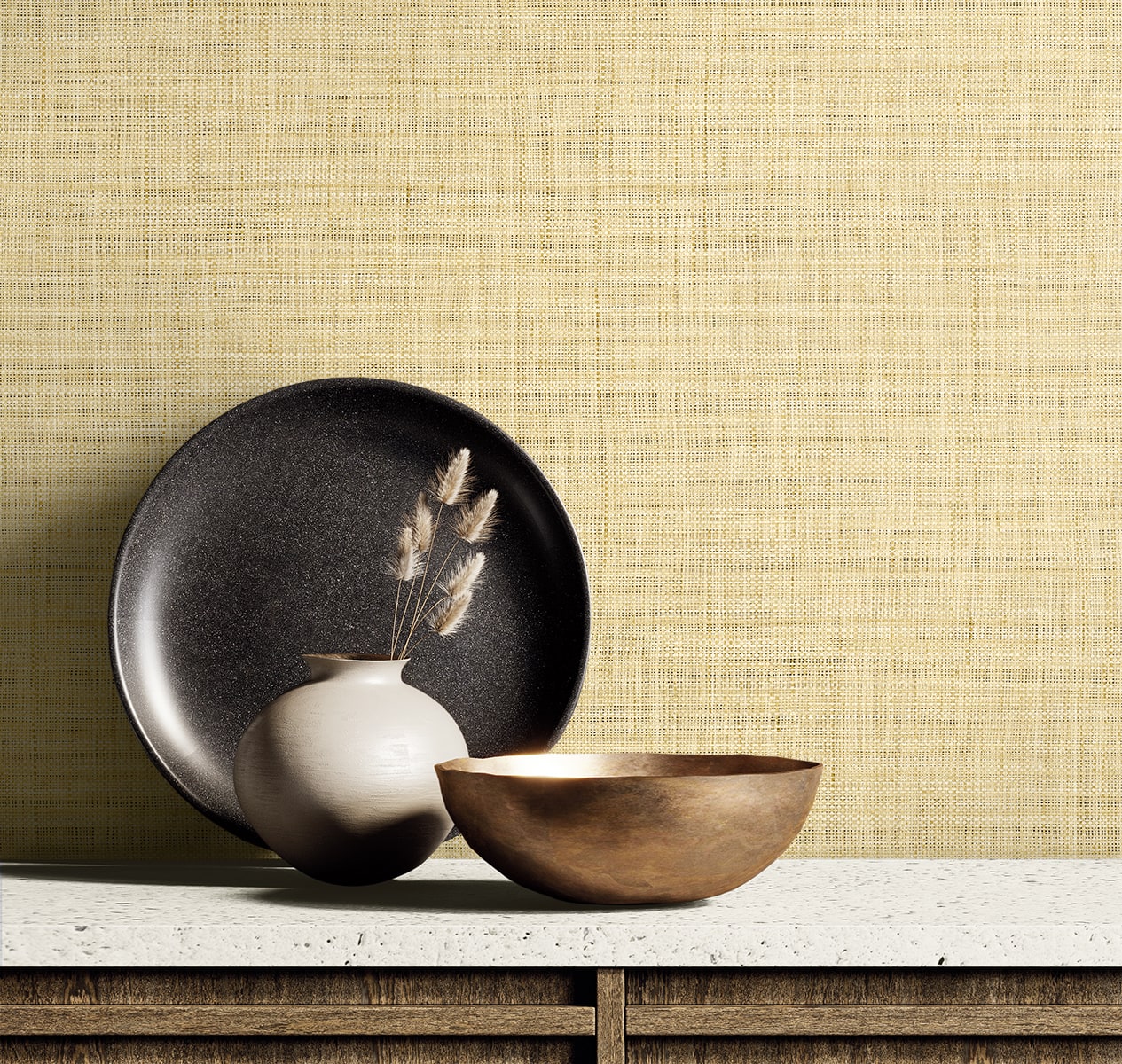 Raffia Harvest Twine Faux Weave Embossed Vinyl Unpasted Wallpaper